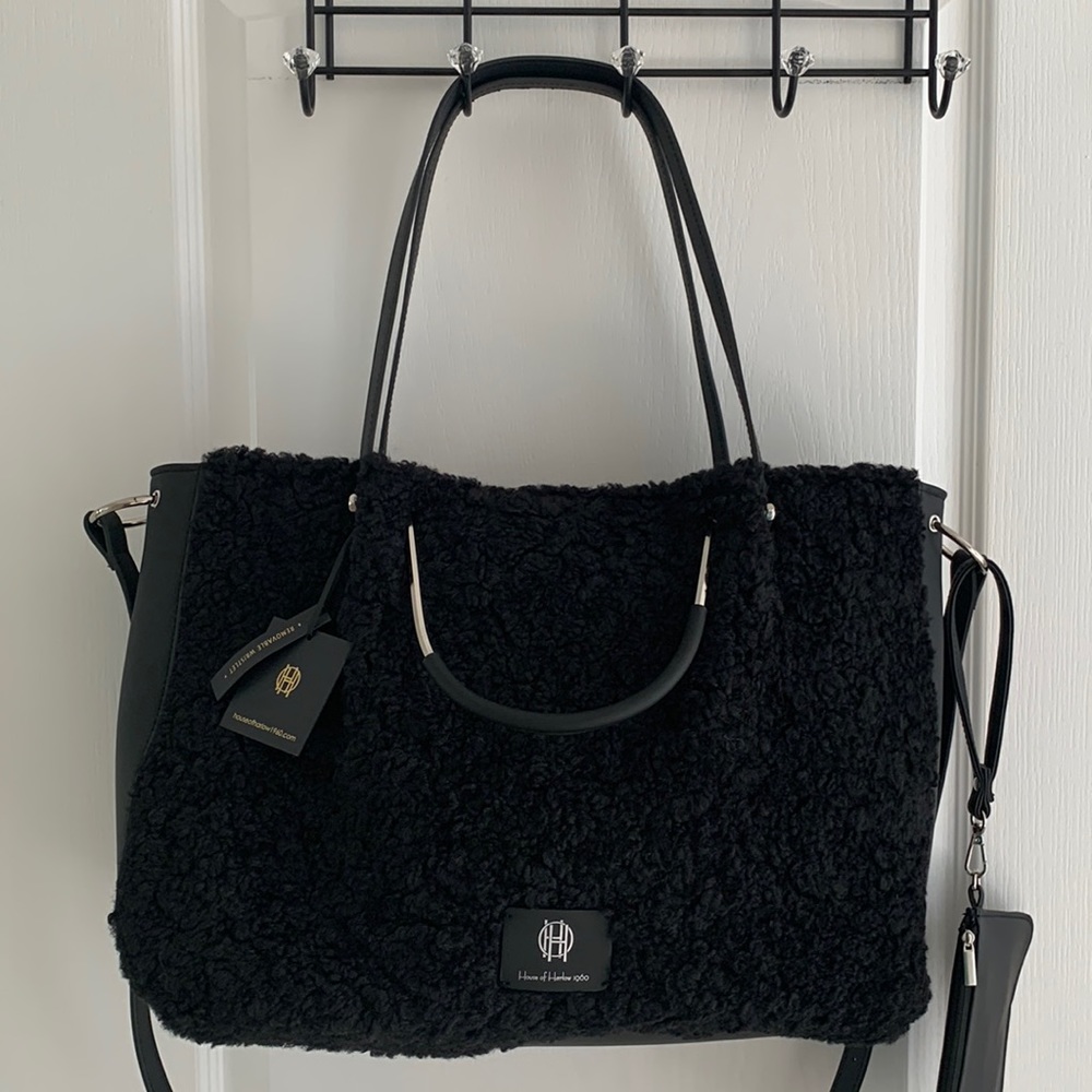 Jumbo House of Harlow 1960 Black Sherpa Tote Bag